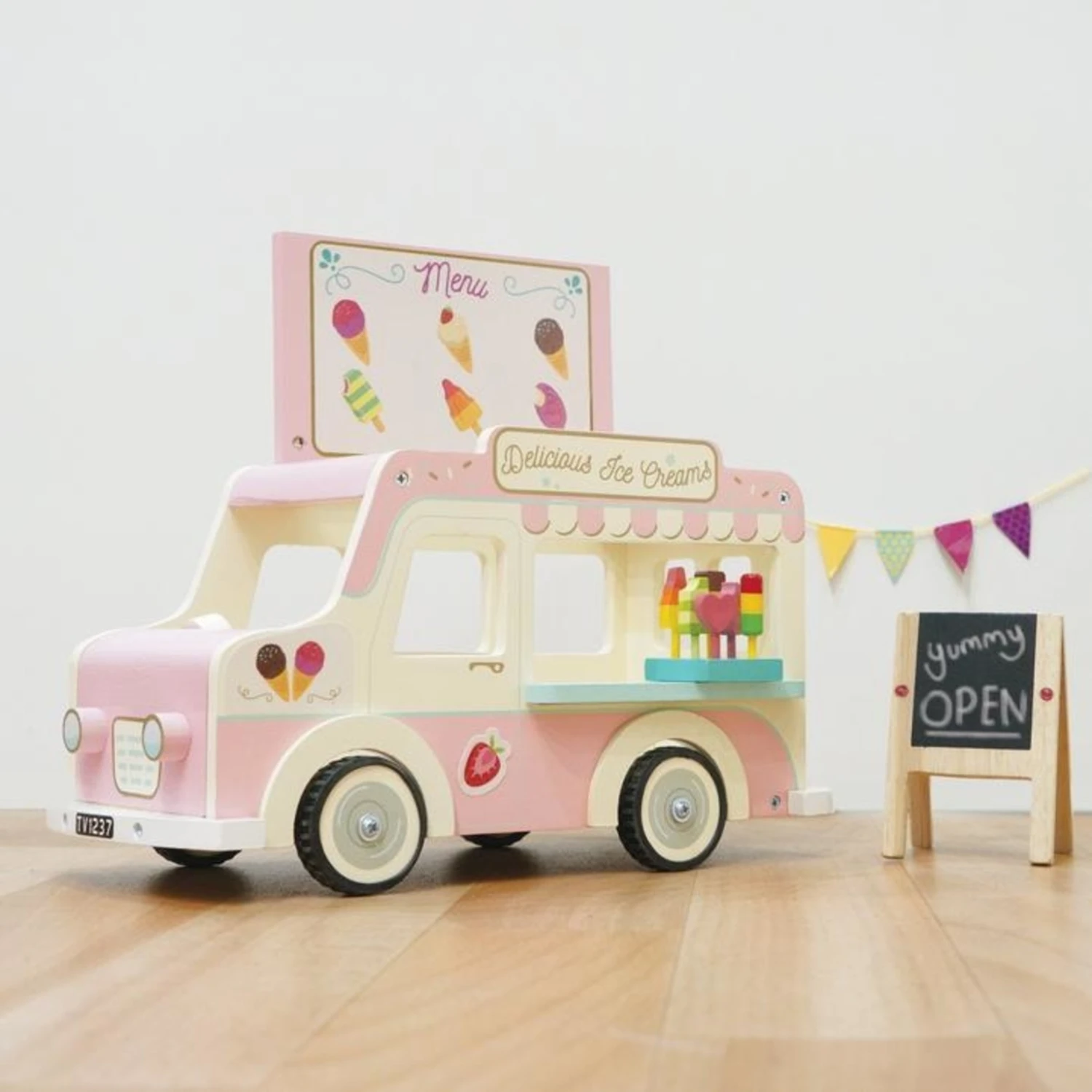Le Toy Van Wooden Dolly Ice Crean Van - Image 6